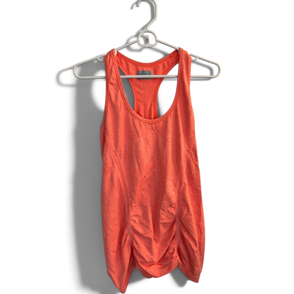 Athleta Tank Top Women XL Orange Ruched Racerback Activewear 643266 Heathered